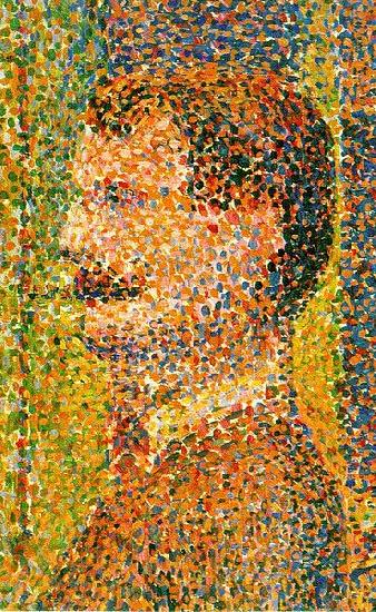 Georges Seurat Detail from La Parade  showing pointillism Norge oil painting art